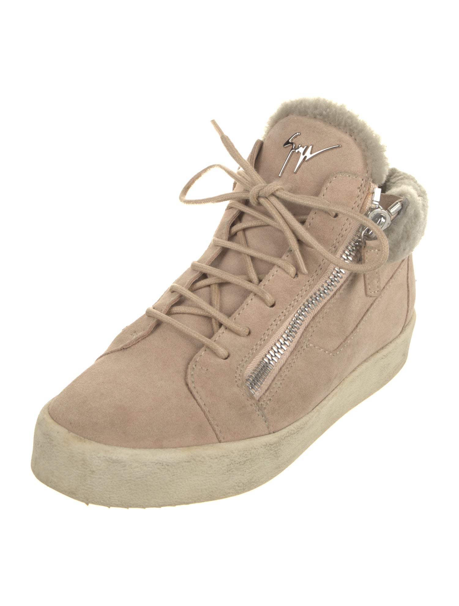 Giuseppe Zanotti Suede Faux Fur Trim Sneakers