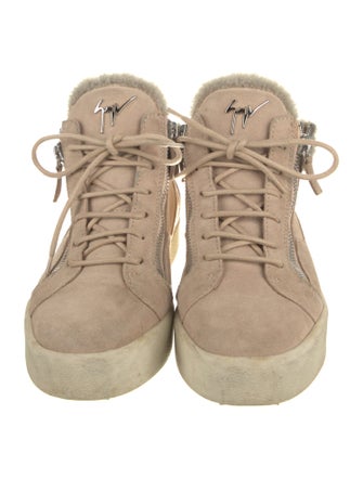 Giuseppe Zanotti Suede Faux Fur Trim Sneakers