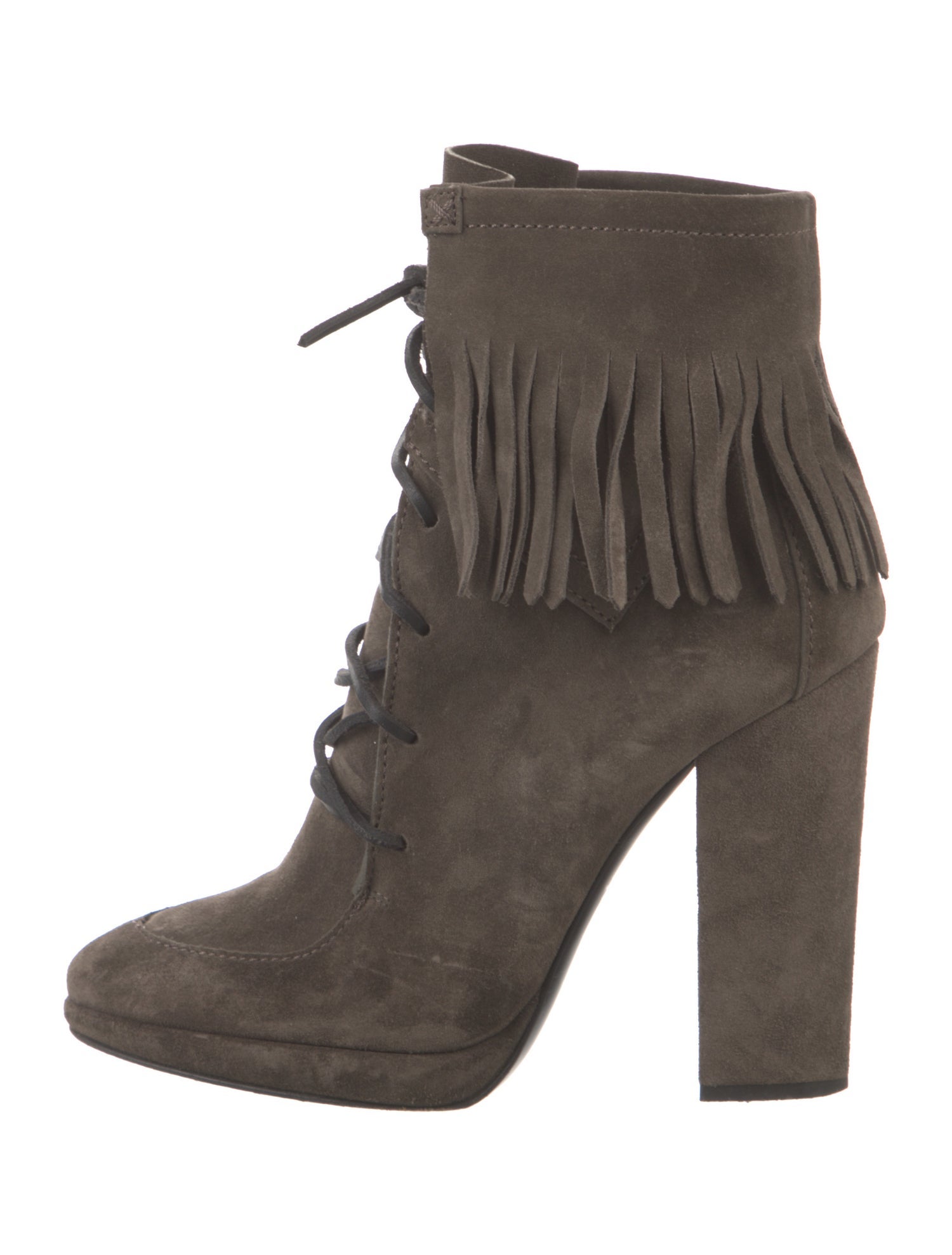 Giuseppe Zanotti Suede Fringe Trim Accent Lace-Up Boots