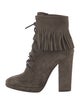 Giuseppe Zanotti Suede Fringe Trim Accent Lace-Up Boots