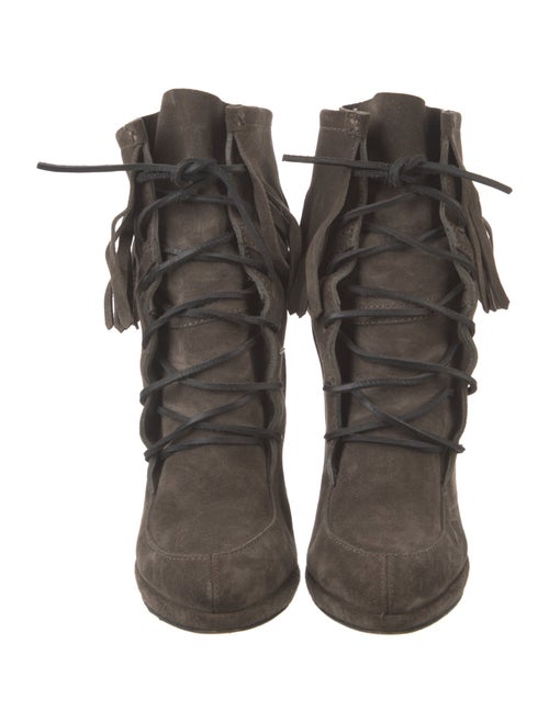 Giuseppe Zanotti Suede Fringe Trim Accent Lace-Up Boots