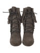 Giuseppe Zanotti Suede Fringe Trim Accent Lace-Up Boots