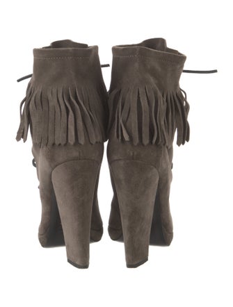 Giuseppe Zanotti Suede Fringe Trim Accent Lace-Up Boots