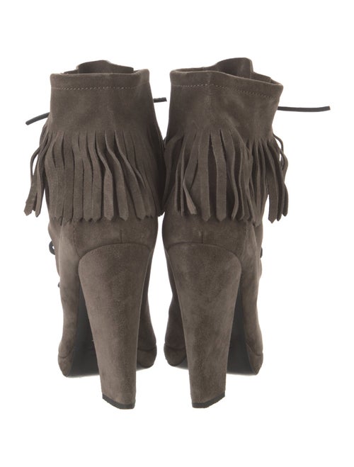 Giuseppe Zanotti Suede Fringe Trim Accent Lace-Up Boots