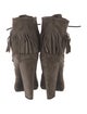Giuseppe Zanotti Suede Fringe Trim Accent Lace-Up Boots