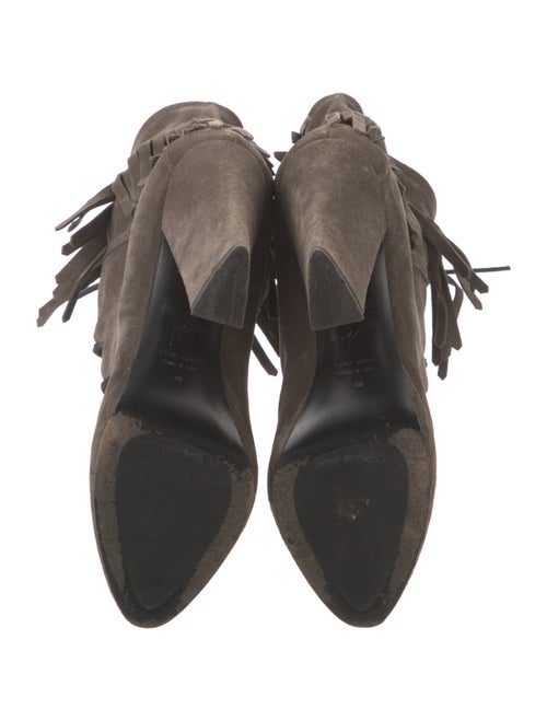 Giuseppe Zanotti Suede Fringe Trim Accent Lace-Up Boots