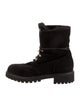 Giuseppe Zanotti Suede Fur Trim Combat Boots