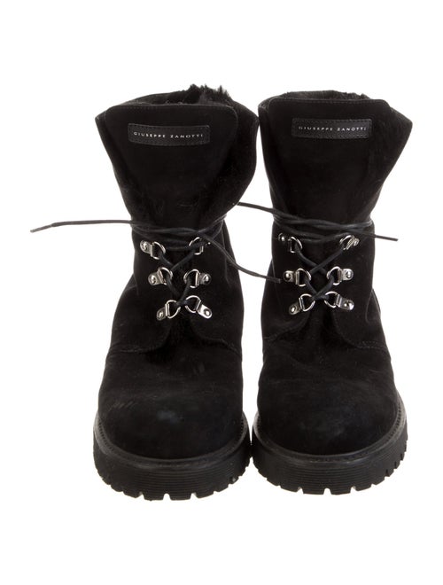 Giuseppe Zanotti Suede Fur Trim Combat Boots