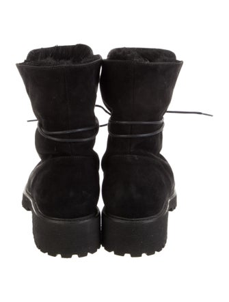Giuseppe Zanotti Suede Fur Trim Combat Boots