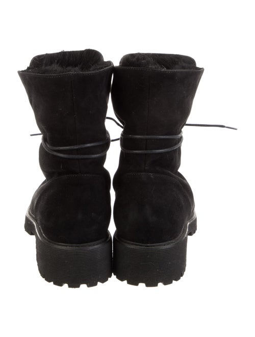 Giuseppe Zanotti Suede Fur Trim Combat Boots
