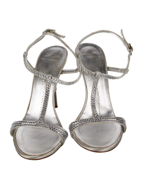 Giuseppe Zanotti Leather Crystal Embellishments T-Strap Sandals