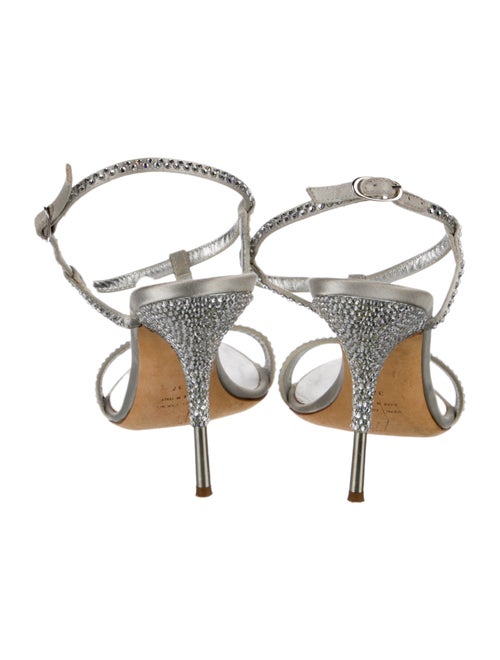 Giuseppe Zanotti Leather Crystal Embellishments T-Strap Sandals