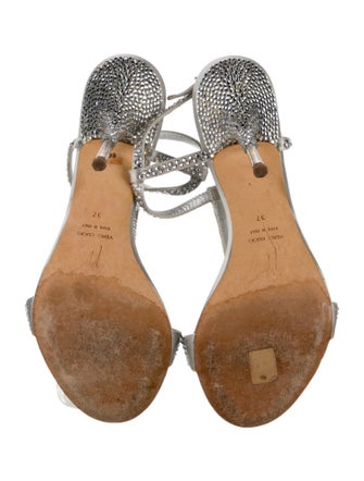 Giuseppe Zanotti Leather Crystal Embellishments T-Strap Sandals
