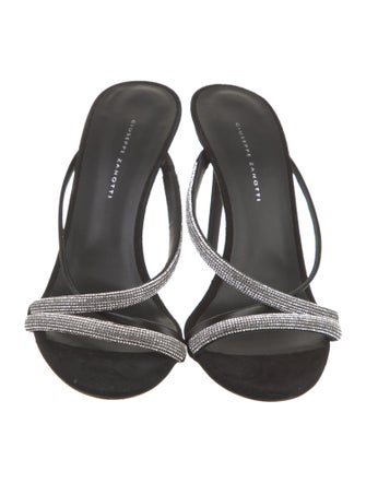 Giuseppe Zanotti Leather Crystal Embellishments Slides