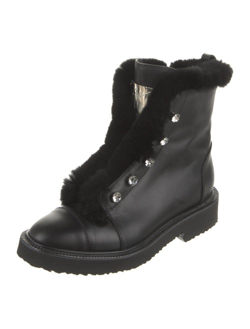 Giuseppe Zanotti Leather Crystal Embellishments Combat Boots
