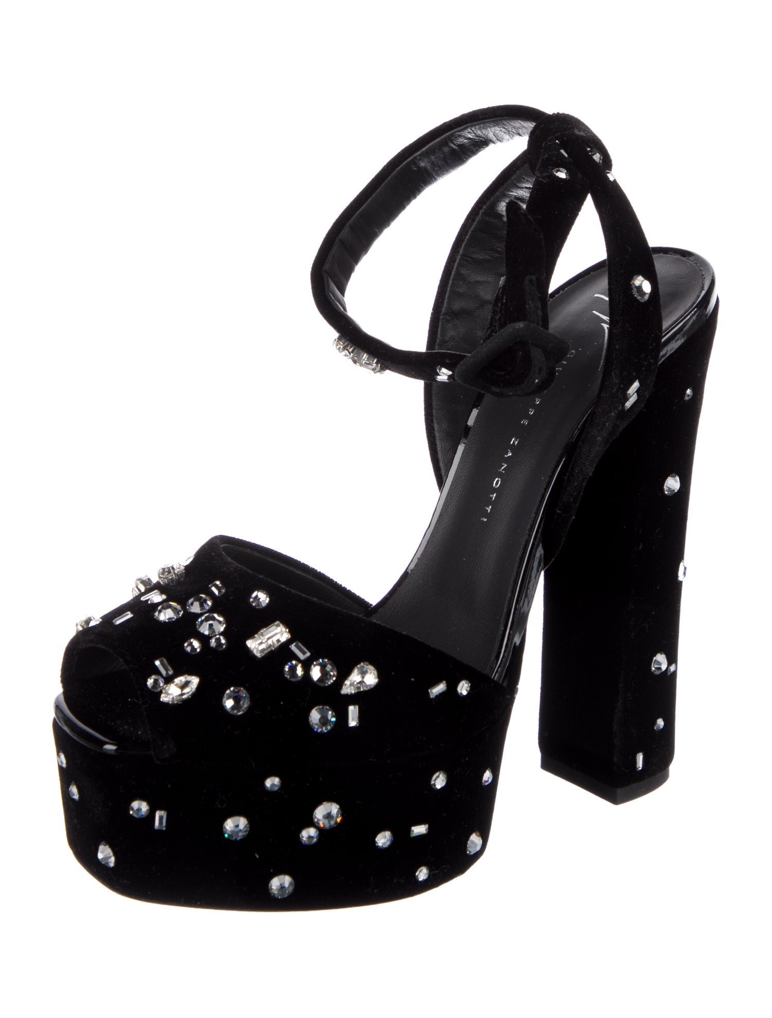 Giuseppe Zanotti Velvet Crystal Embellishments Sandals