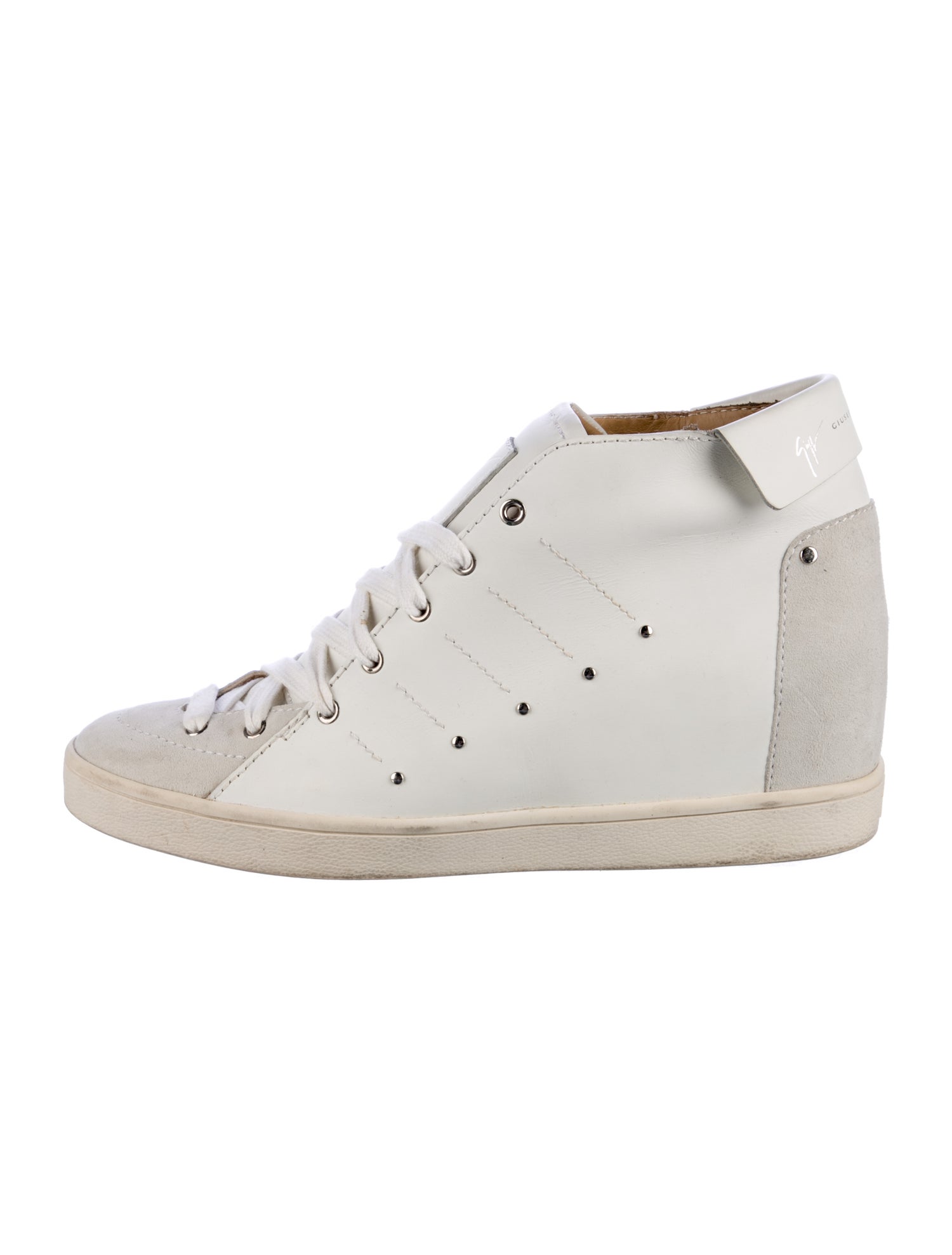 Giuseppe Zanotti Leather Studded Accents Wedge Sneakers