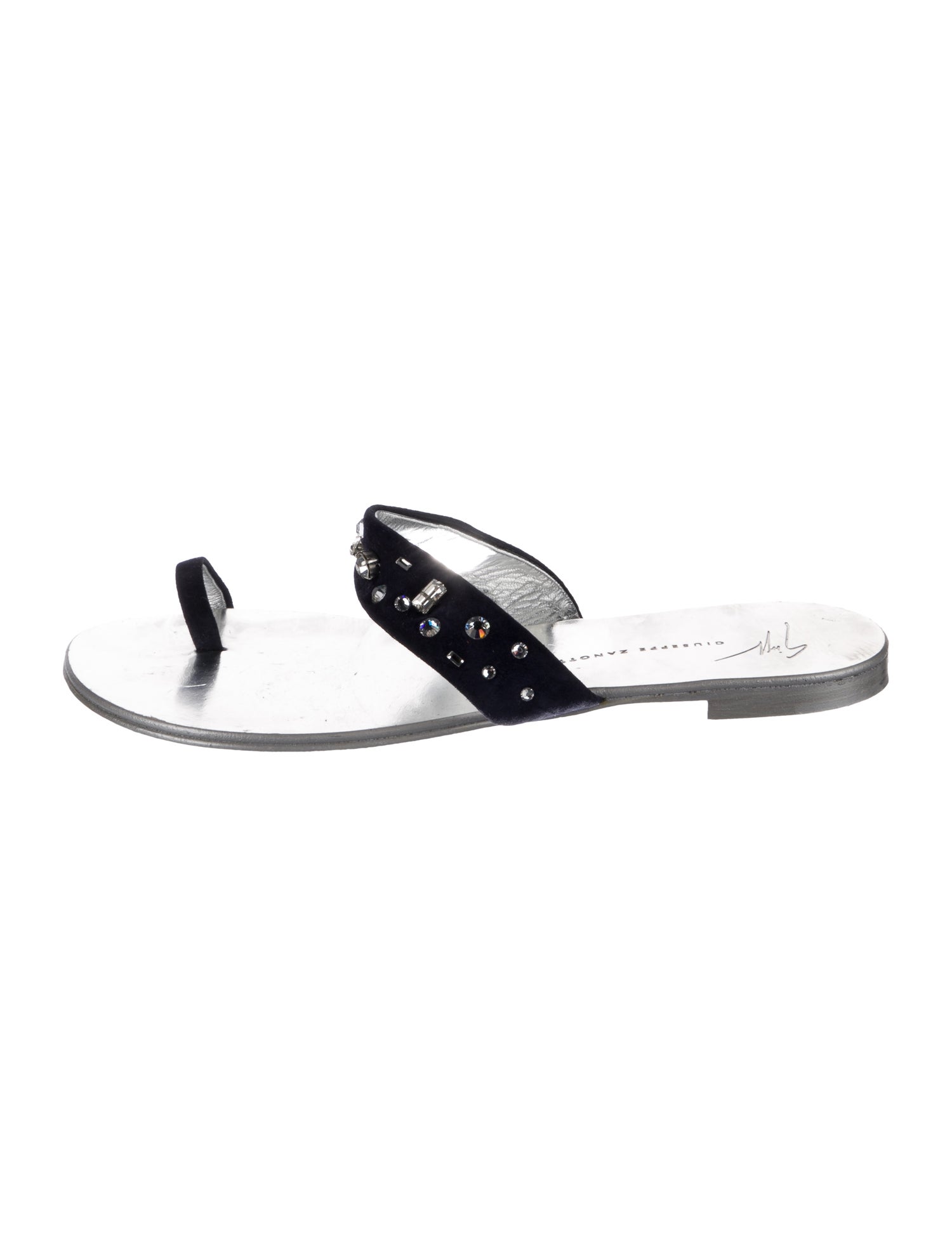 Giuseppe Zanotti Suede Crystal Embellishments Slides