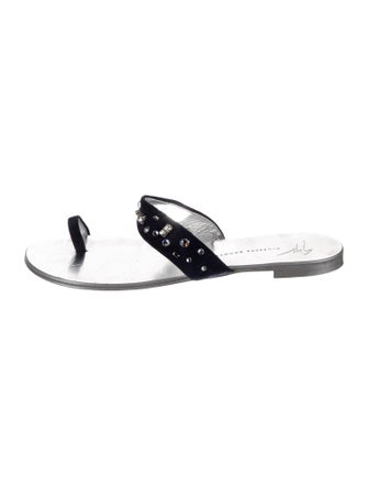 Giuseppe Zanotti Suede Crystal Embellishments Slides