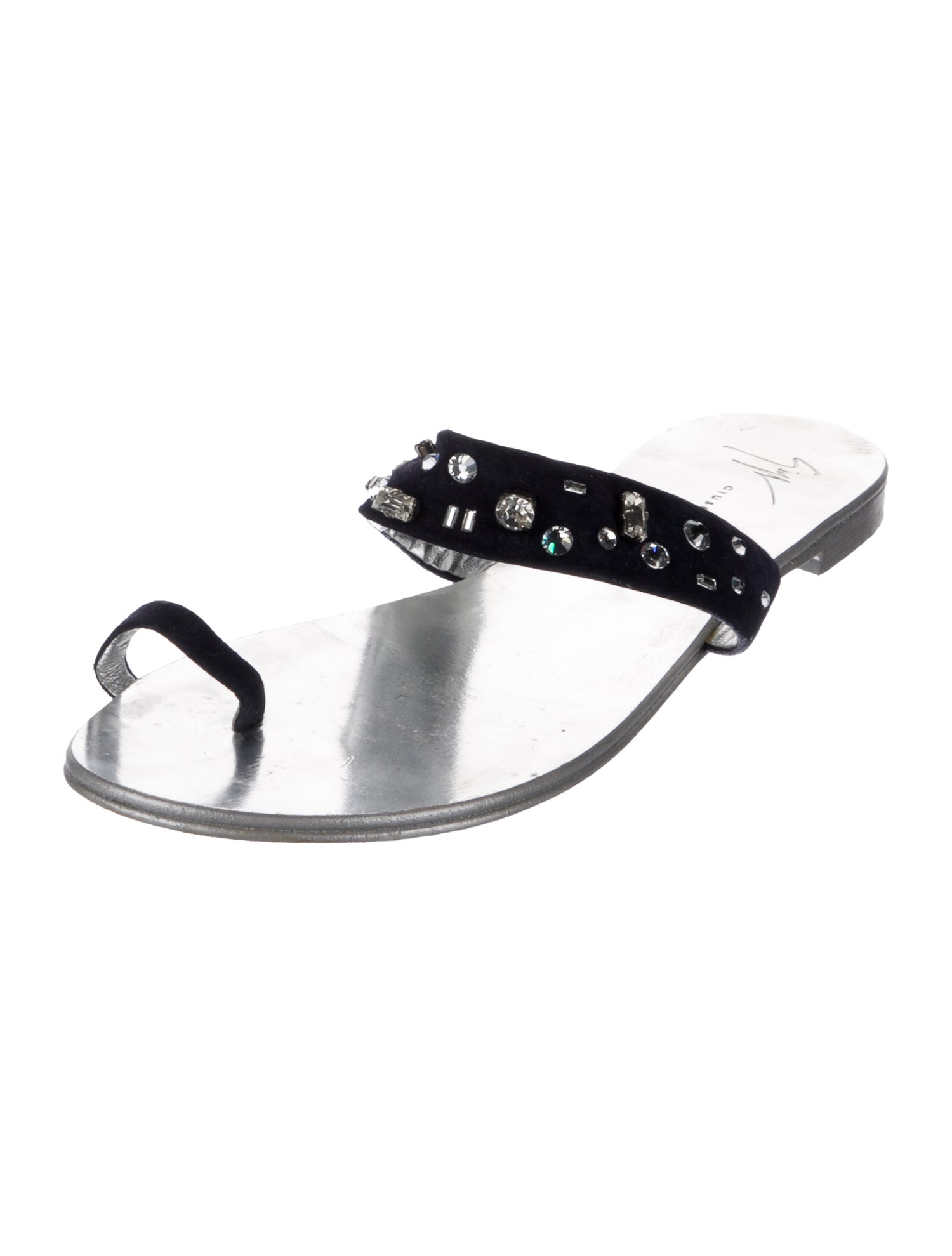 Giuseppe Zanotti Suede Crystal Embellishments Slides