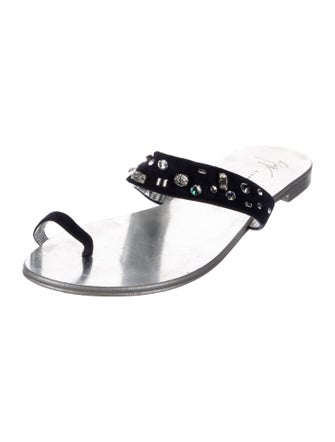 Giuseppe Zanotti Suede Crystal Embellishments Slides