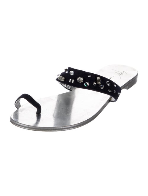 Giuseppe Zanotti Suede Crystal Embellishments Slides