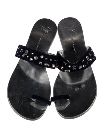 Giuseppe Zanotti Suede Crystal Embellishments Slides