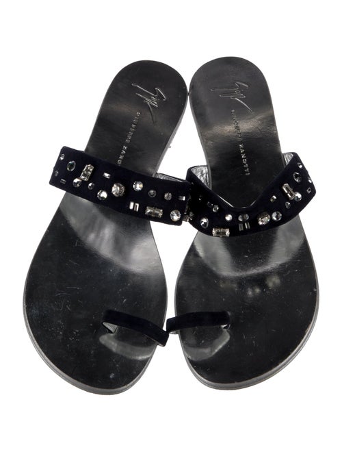 Giuseppe Zanotti Suede Crystal Embellishments Slides