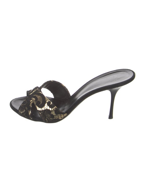 Giuseppe Zanotti Leather Lace Trim Embellishment Slides