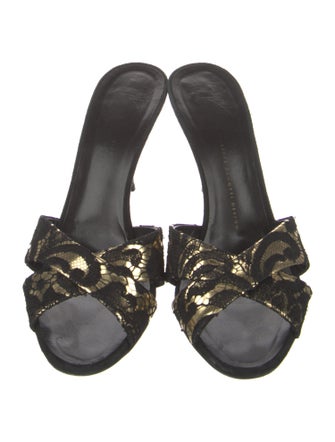 Giuseppe Zanotti Leather Lace Trim Embellishment Slides