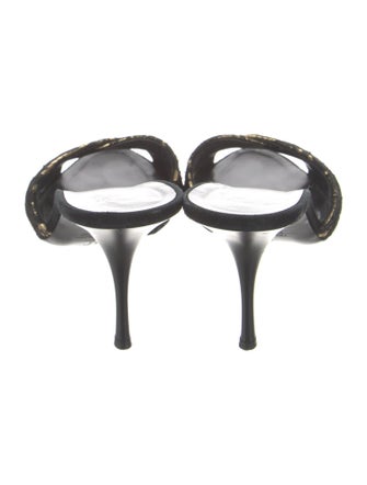 Giuseppe Zanotti Leather Lace Trim Embellishment Slides