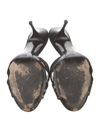 Giuseppe Zanotti Leather Lace Trim Embellishment Slides