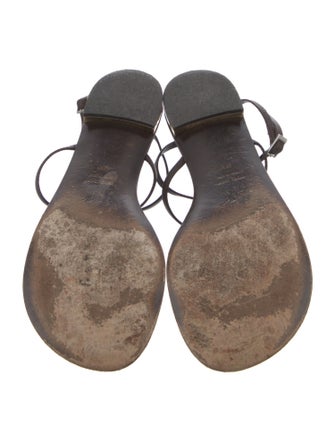 Giuseppe Zanotti Leather Crystal Embellishments T-Strap Sandals