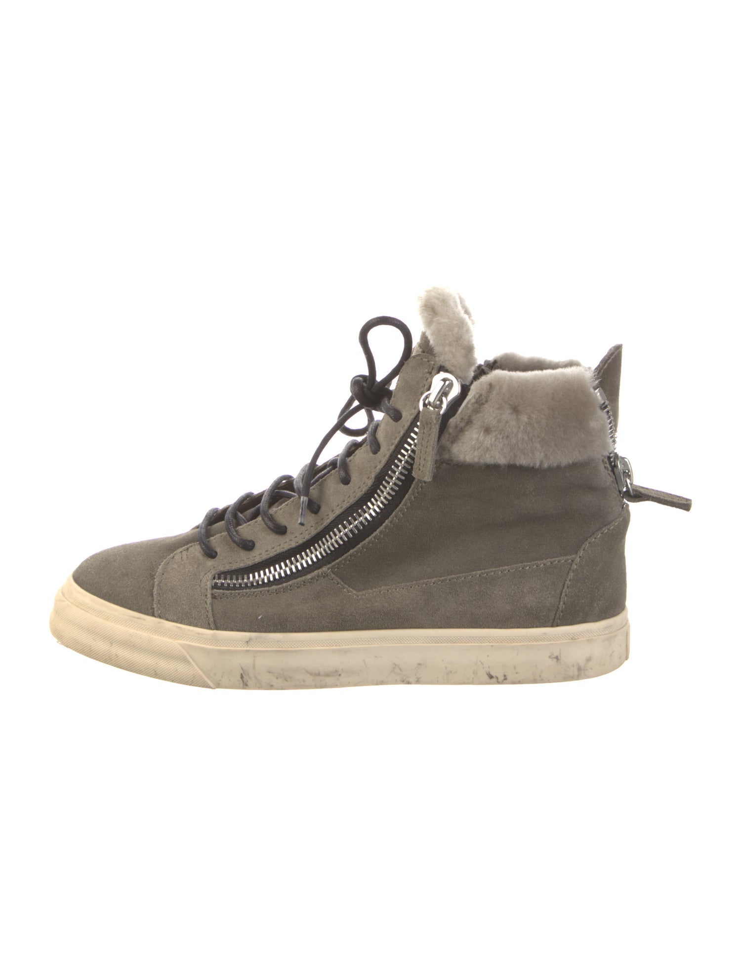 Giuseppe Zanotti Suede Fur Trim Sneakers