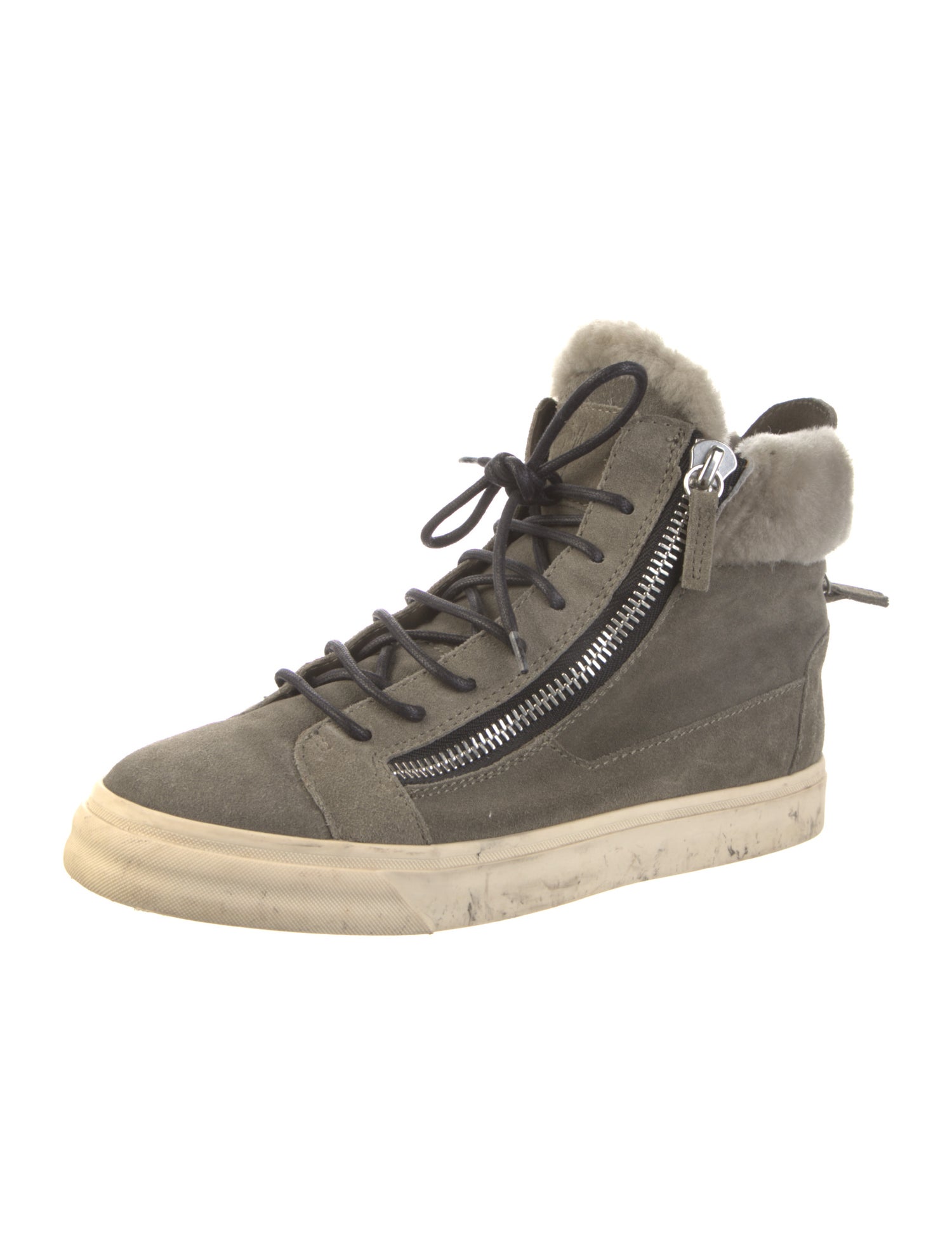 Giuseppe Zanotti Suede Fur Trim Sneakers