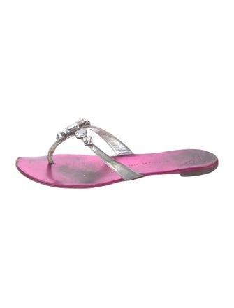 Giuseppe Zanotti Patent Leather Crystal Embellishments Flip Flops