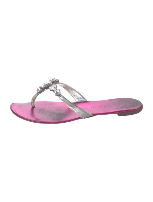 Giuseppe Zanotti Patent Leather Crystal Embellishments Flip Flops
