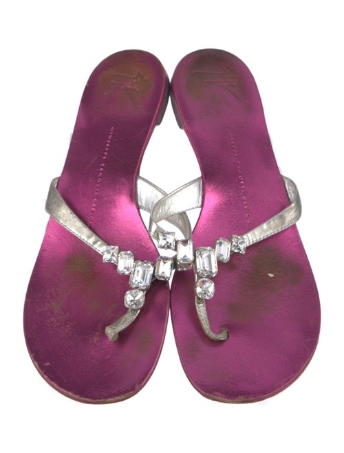 Giuseppe Zanotti Patent Leather Crystal Embellishments Flip Flops
