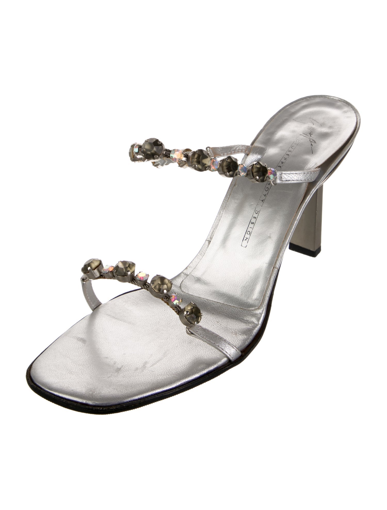 Giuseppe Zanotti Leather Crystal Embellishments Slides