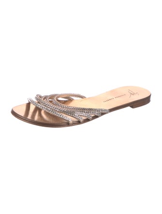Giuseppe Zanotti Patent Leather Crystal Embellishments Slides