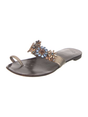Giuseppe Zanotti Leather Crystal Embellishments Slides