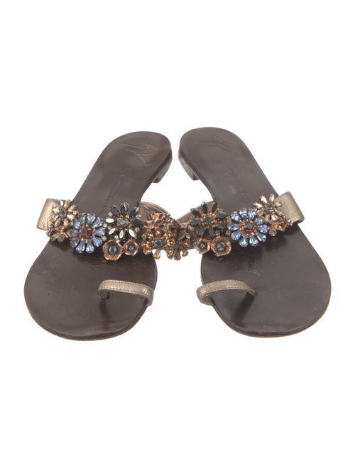 Giuseppe Zanotti Leather Crystal Embellishments Slides