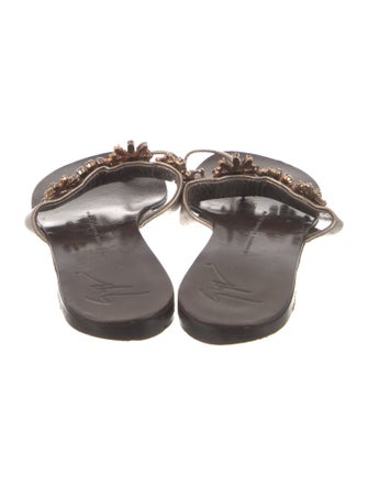 Giuseppe Zanotti Leather Crystal Embellishments Slides