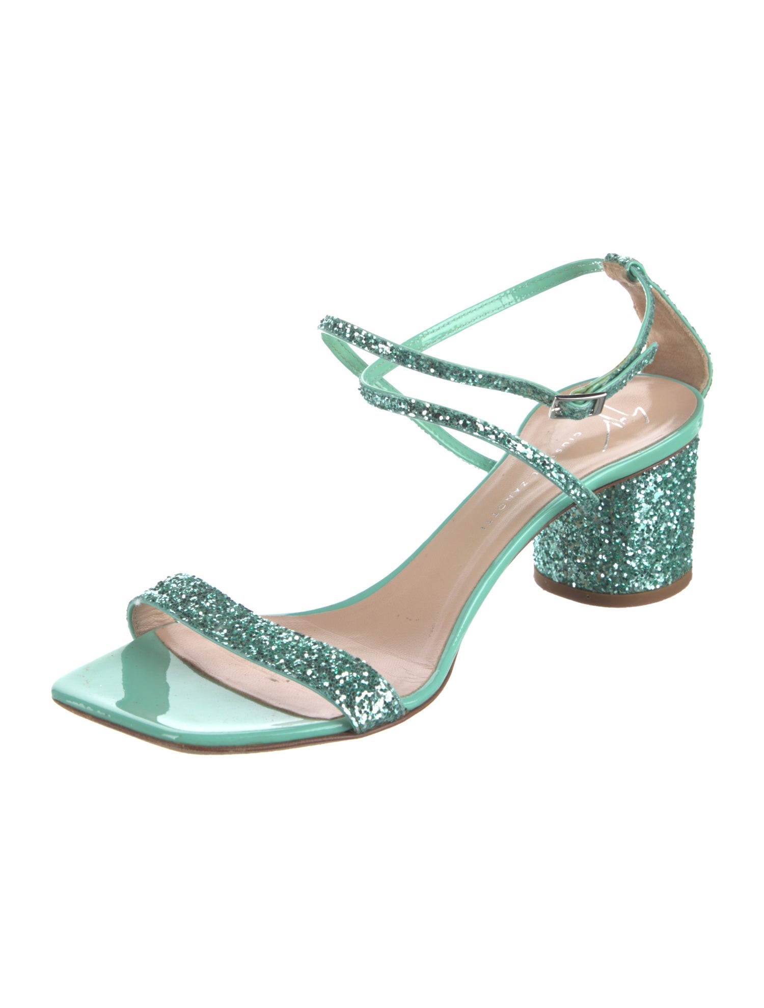 Giuseppe Zanotti Leather Glitter Accents Sandals