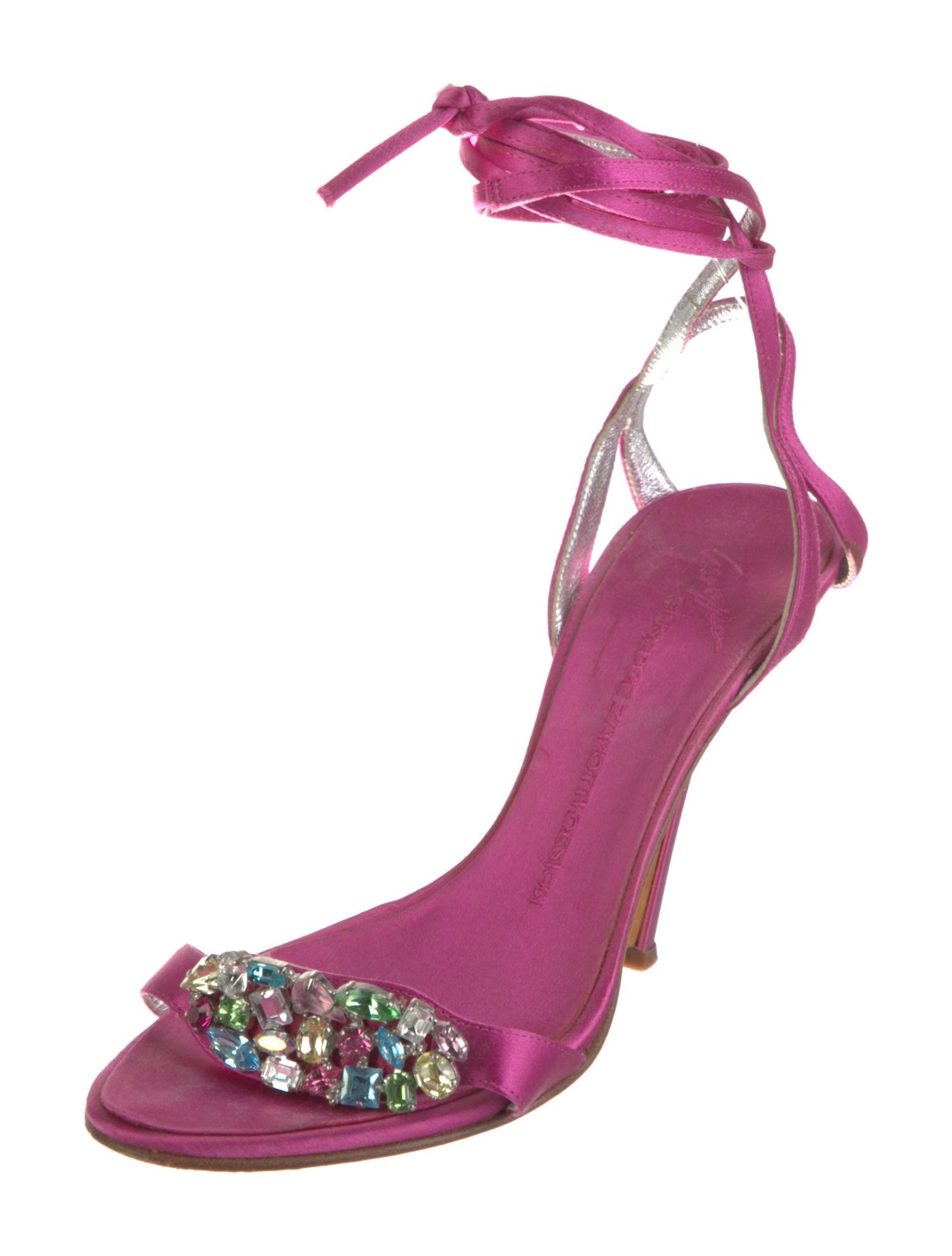 Giuseppe Zanotti Satin Crystal Embellishments Sandals