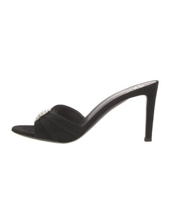 Giuseppe Zanotti Suede Crystal Embellishments Slides