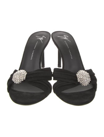 Giuseppe Zanotti Suede Crystal Embellishments Slides