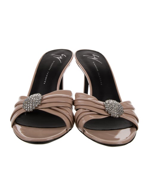 Giuseppe Zanotti Patent Leather Crystal Embellishments Slides