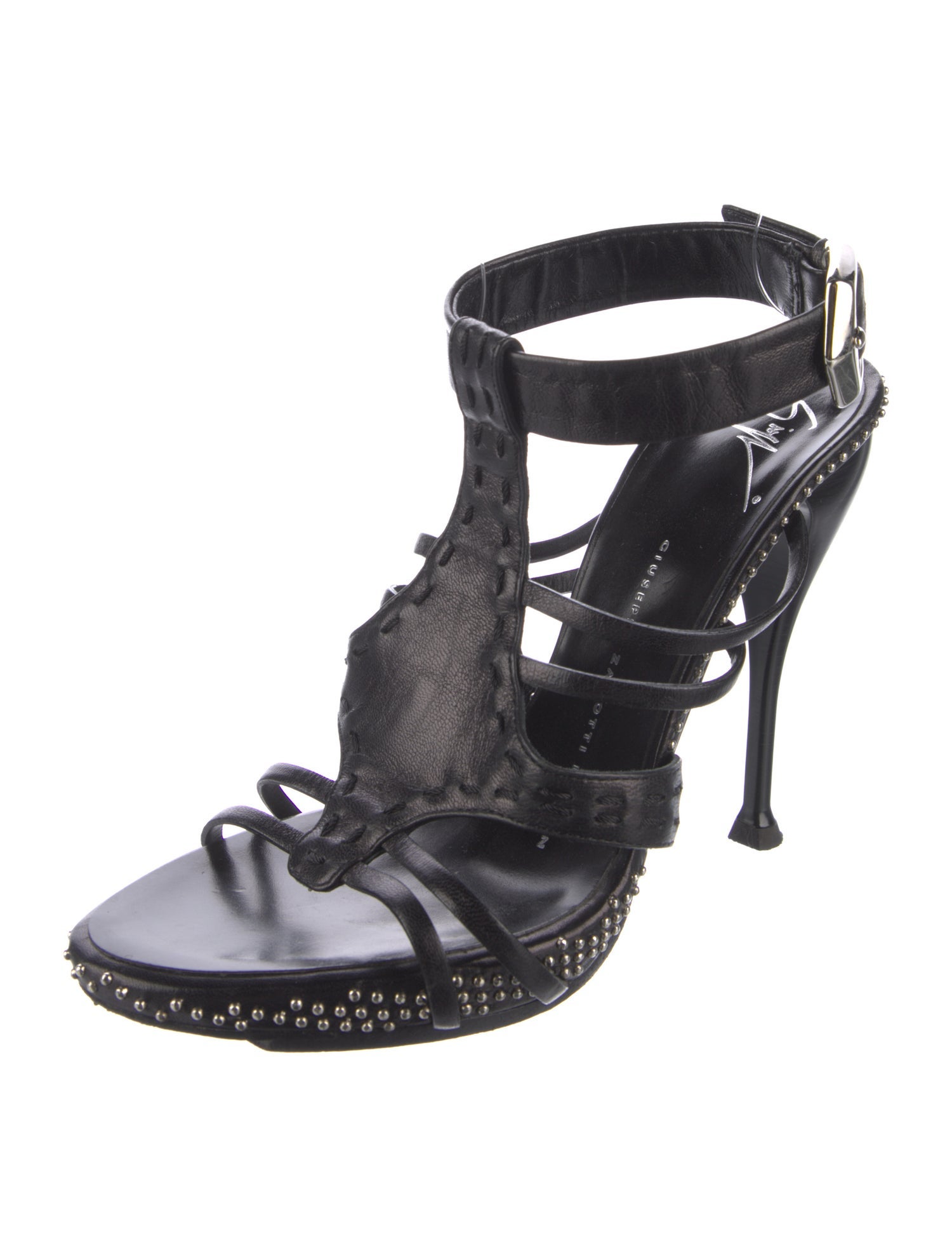 Giuseppe Zanotti Leather Studded Accents T-Strap Sandals