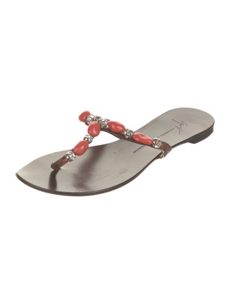 Giuseppe Zanotti Leather Crystal Embellishments Slides